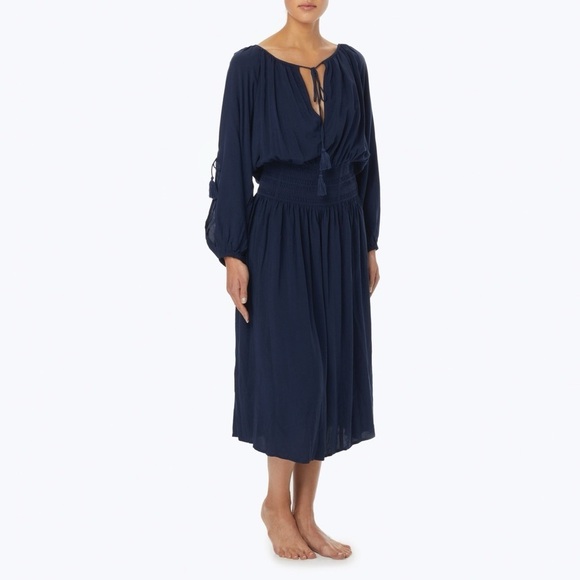 MICHAEL Michael Kors Dresses & Skirts - MICHAEL Michael Kors Navy Boho Midi Dress Cover Up - Twisted Rope Tassels Size S